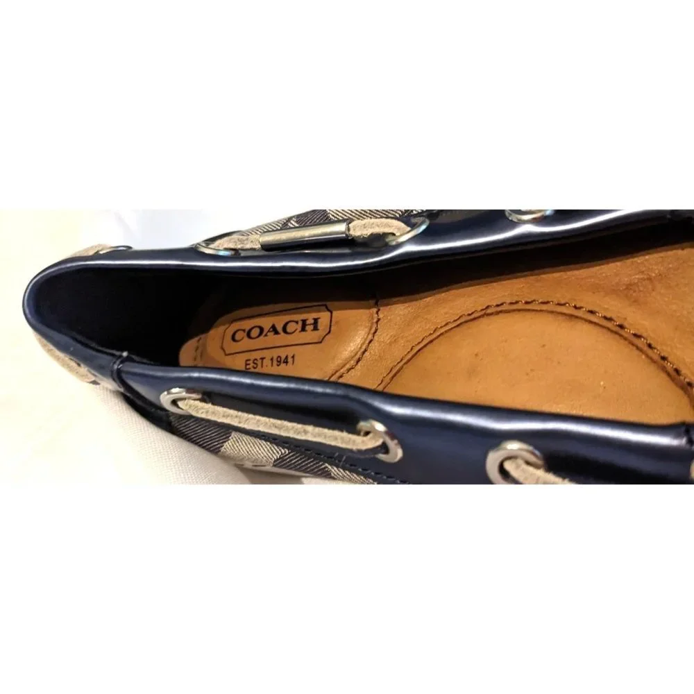 COACH Richelle Boat Shoes w/ Blue Monogram Logo and Gray Laces Size 8 ⛵ - Picture 6 of 7